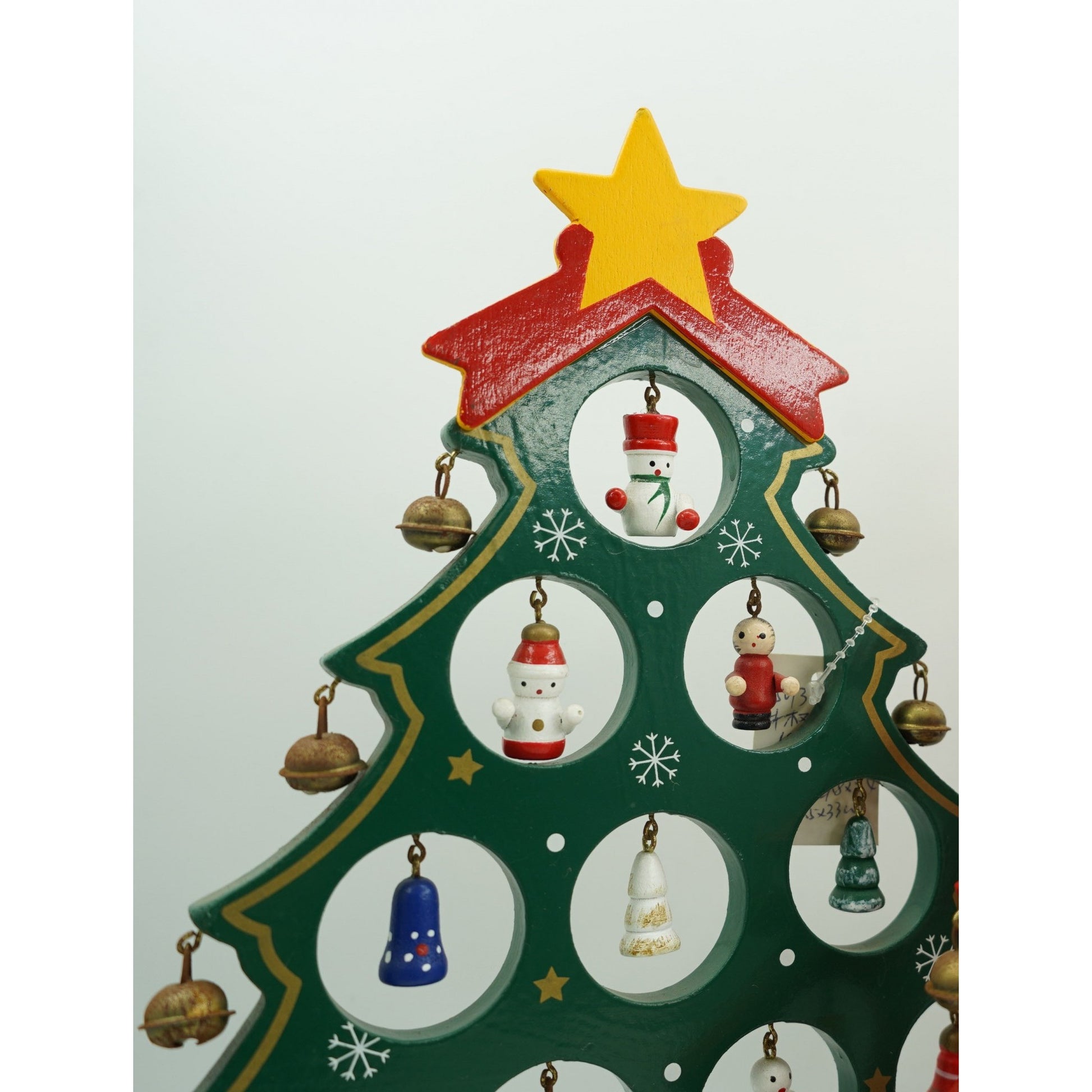Decoratiune Craciun, Brad, Verde, 15 cavitati cu ornamente, 25.5 cm x 33 cm, Lemn, Klevo