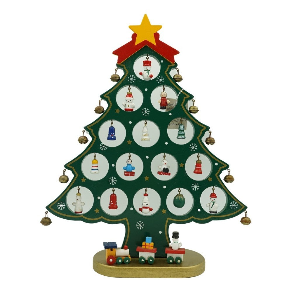 Decoratiune Craciun, Brad, Verde, 15 cavitati cu ornamente, 25.5 cm x 33 cm, Lemn, Klevo