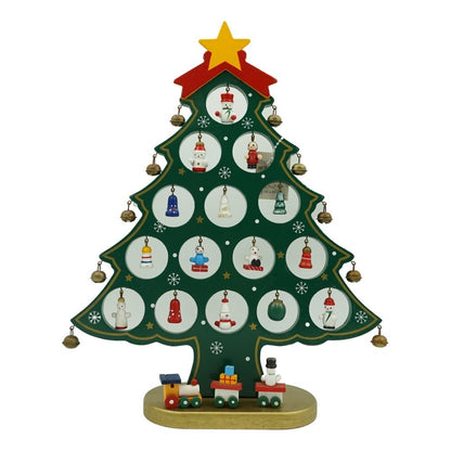 Decoratiune Craciun, Brad, Verde, 15 cavitati cu ornamente, 25.5 cm x 33 cm, Lemn, Klevo
