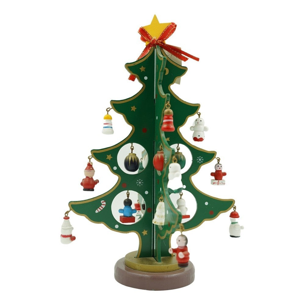 Decoratiune Craciun, Brad, Verde, 8 cavitati cu ornamente, 18.5 cm x 25 cm, Lemn, Klevo