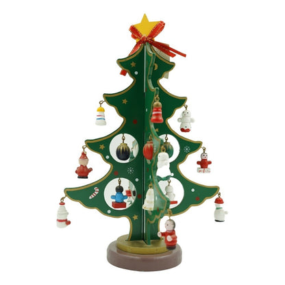 Decoratiune Craciun, Brad, Verde, 8 cavitati cu ornamente, 18.5 cm x 25 cm, Lemn, Klevo
