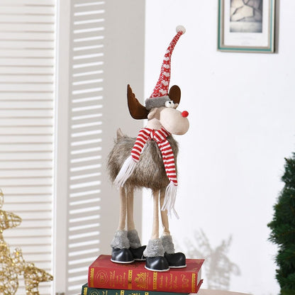 Figurina de Craciun, Klevo, Ren 3D, din Panza si Polistiren, 70 cm Inaltime, Multicolor
