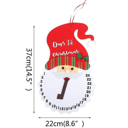 Decoratiune de Craciun Klevo, Advent calendar, numara zilele pana la Craciun, model Mos Craciun, material poliester, 37 x 22 cm, rosu