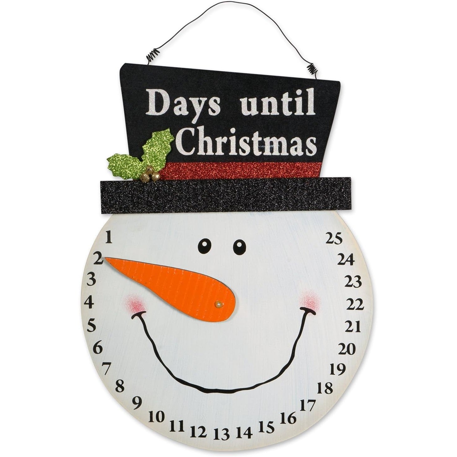 Decoratiune de Craciun Klevo, Advent calendar, numara zilele pana la Craciun, model Om de Zapada, material poliester, 17 x 13 cm, alb