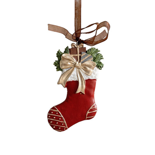 Decoratiune de Craciun, Klevo, pentru Brad, Model Soseta, 10 x 6 cm, din Rasina, Multicolor