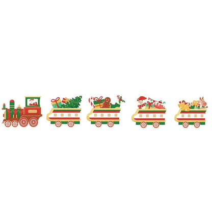 Decoratiune de Craciun, Klevo, pentru Gradina, Tip Trenulet, 5 Figurine + Bete de Infipt in Pamant, din Plastic, Impermeabil, Model Tren cu Cadouri, Multicolor