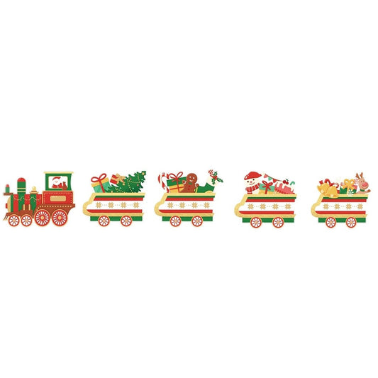 Decoratiune de Craciun, Klevo, pentru Gradina, Tip Trenulet, 5 Figurine + Bete de Infipt in Pamant, din Plastic, Impermeabil, Model Tren cu Cadouri, Multicolor
