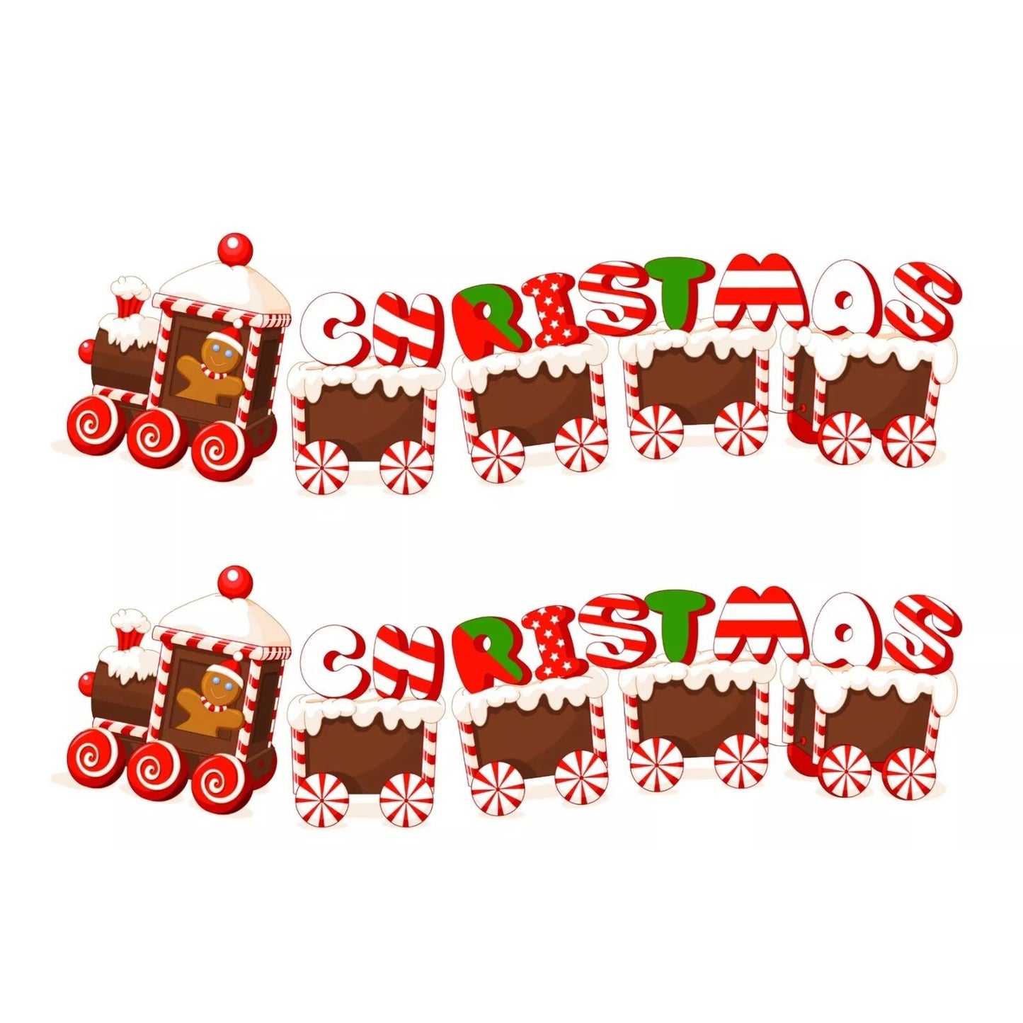 Decoratiune de Craciun, Klevo, pentru Gradina, Tip Trenulet, 5 Figurine + Bete de Infipt in Pamant, din Plastic, Impermeabil, Model Tren Christmas, Multicolor