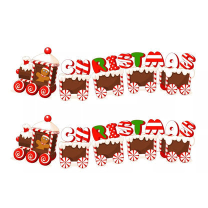 Decoratiune de Craciun, Klevo, pentru Gradina, Tip Trenulet, 5 Figurine + Bete de Infipt in Pamant, din Plastic, Impermeabil, Model Tren Christmas, Multicolor