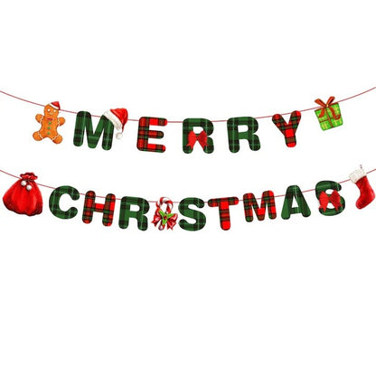 Decoratiune de Craciun, Klevo, Tip Banner, pentru Usa sau Perete, Litere 12 x 13 cm, Multicolor, 18 Piese, Sfoara Inclusa, Merry Christmas