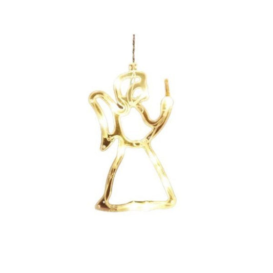 Decoratiune de Craciun Luminoasa in forma de Ingeras 21x12 cm, cu Ventuza, Alb Cald, Klevo