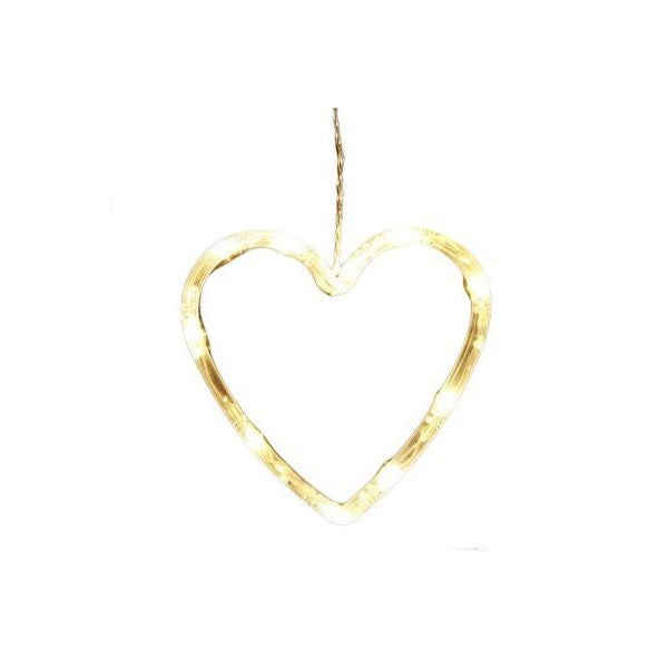 Decoratiune de Craciun Luminoasa in forma de Inima, 13x16.5 cm, cu Ventuza, Alb Cald, Klevo