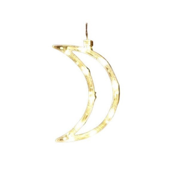 Decoratiune de Craciun Luminoasa in forma de Luna, 18.5x12 cm, cu Ventuza, Alb Cald, Klevo
