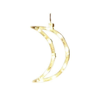 Decoratiune de Craciun Luminoasa in forma de Luna, 18.5x12 cm, cu Ventuza, Alb Cald, Klevo