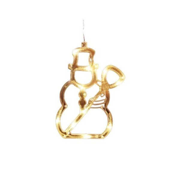 Decoratiune de Craciun Luminoasa in forma de Om de zapada 19x18 cm, cu Ventuza, Alb Cald, Klevo
