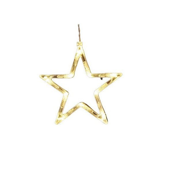 Decoratiune de Craciun Luminoasa in forma de Stea 19x18 cm, cu Ventuza, Alb Cald, Klevo