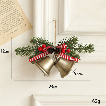Decoratiune de Craciun pentru Brad, Klevo, Model 2 Clopotei de Craciun cu Crenguta de Brad, Decoratiune pentru Interior de Craciun, Albastru fier