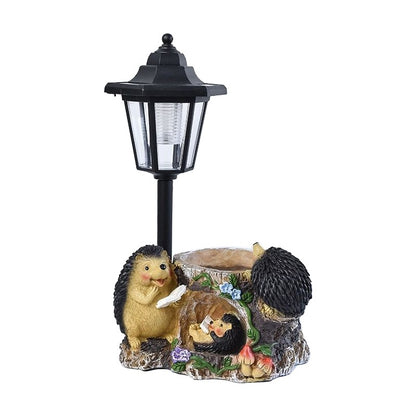 Lampa Solara Decorativa pentru Gradina, Klevo, Decoratiune pentru Gradina cu Lumini LED, Dimensiuni aprox 33 x 22 x 15.5 cm, Incarcare solara, Model 3 Arici, Negru