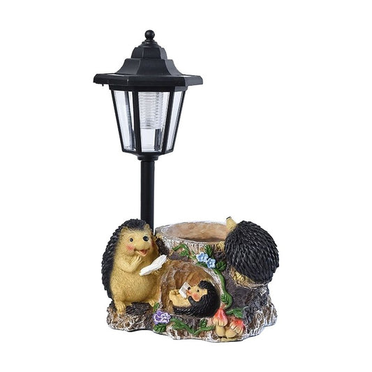 Lampa Solara Decorativa pentru Gradina, Klevo, Decoratiune pentru Gradina cu Lumini LED, Dimensiuni aprox 33 x 22 x 15.5 cm, Incarcare solara, Model 3 Arici, Negru