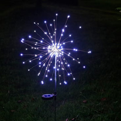 Lampa Solara, Klevo, Decor Gradina, Model Fireworks/Artificii, din Sarma de Cupru, 120 LED-uri, 55W, 90 cm, Alb Rece