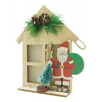 Decoratiune luminoasa, Klevo, Mos Craciun, maro, lungime: 13 cm, latime: 5 cm, inaltime: 17 cm, lemn, interior/exterior