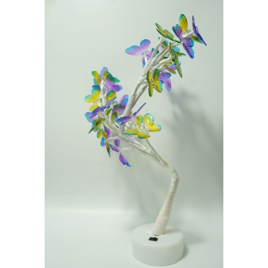 Decoratiune luminoasa, Klevo, Tip copac cu fluturi, cu baterii/USB