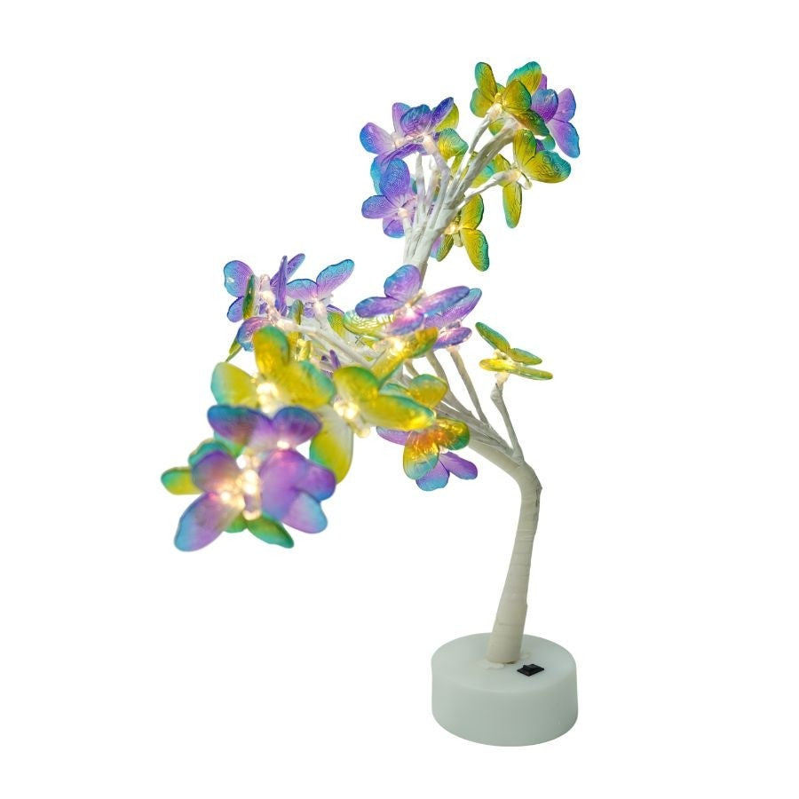 Decoratiune luminoasa, Klevo, Tip copac cu fluturi, cu baterii/USB