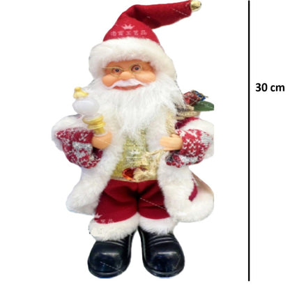 Decoratiune Mos Craciun, Klevo, Animat, care Canta si Danseaza, Imbracat Festiv, 30 x 10 x 12 cm, Rosu
