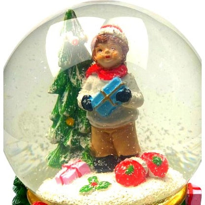 Decoratiune muzicala glob cu zapada, cu lumini si muzica, Mos Craciun, 15.5 cm, multicolor