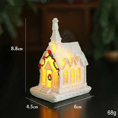 Decoratiune Ornament de Craciun, Klevo, Biserica de Craciun din Rasina, Model Biserica Mica Iluminata din Interior, 8.8 x 6 x 4.5 cm, Alb