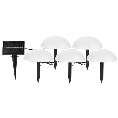 Decoratiune pentru gradina, Klevo, lampa solara in forma de ciuperca, 5 ciuperci, alb cald