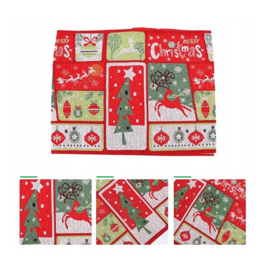 Napron Decorativ pentru Masa, Klevo, Model Merry Christmas, Tematica Craciun, 35 x 180 cm, Rosu/Verde