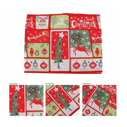 Napron Decorativ pentru Masa, Klevo, Model Merry Christmas, Tematica Craciun, 35 x 180 cm, Rosu/Verde