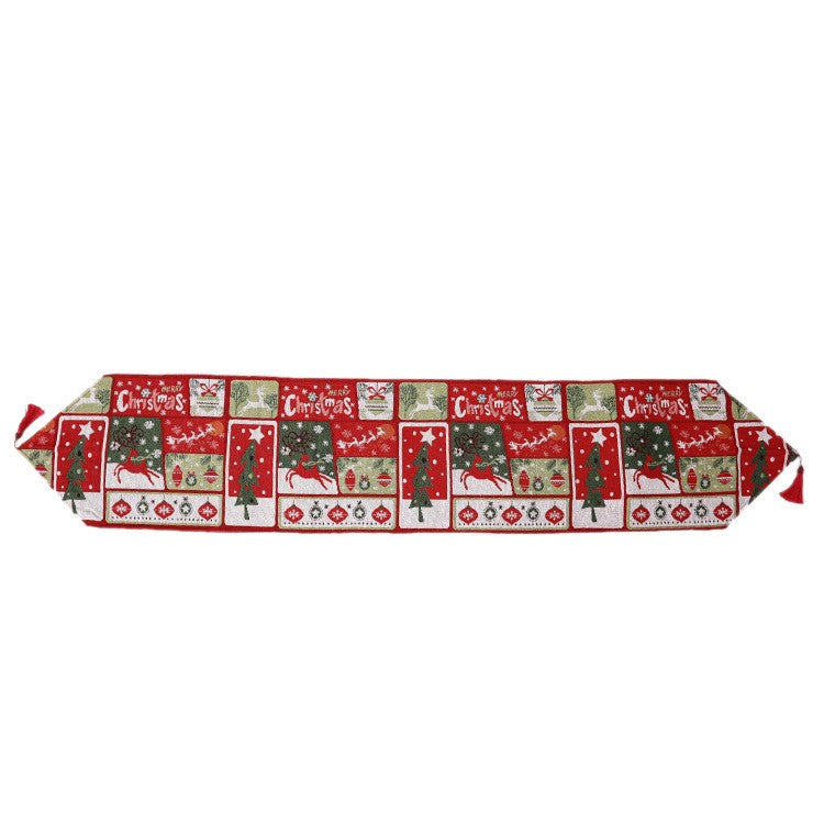 Napron Decorativ pentru Masa, Klevo, Model Merry Christmas, Tematica Craciun, 35 x 180 cm, Rosu/Verde
