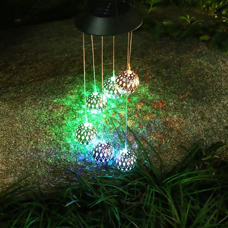 Lampa solara de tip decoratiune pentru gradina, Klevo, model clopotel de vant,  alb cald