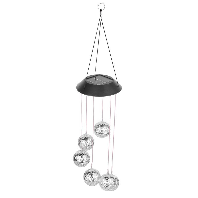 Lampa solara de tip decoratiune pentru gradina, Klevo, model clopotel de vant,  alb cald