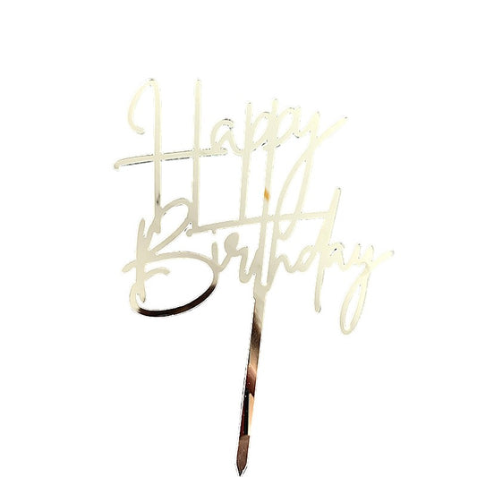 Decoratiune Topper pentru Tort, Klevo, Model Happy Birthday, Tematica Aniversare, Arginitu, 10 cm