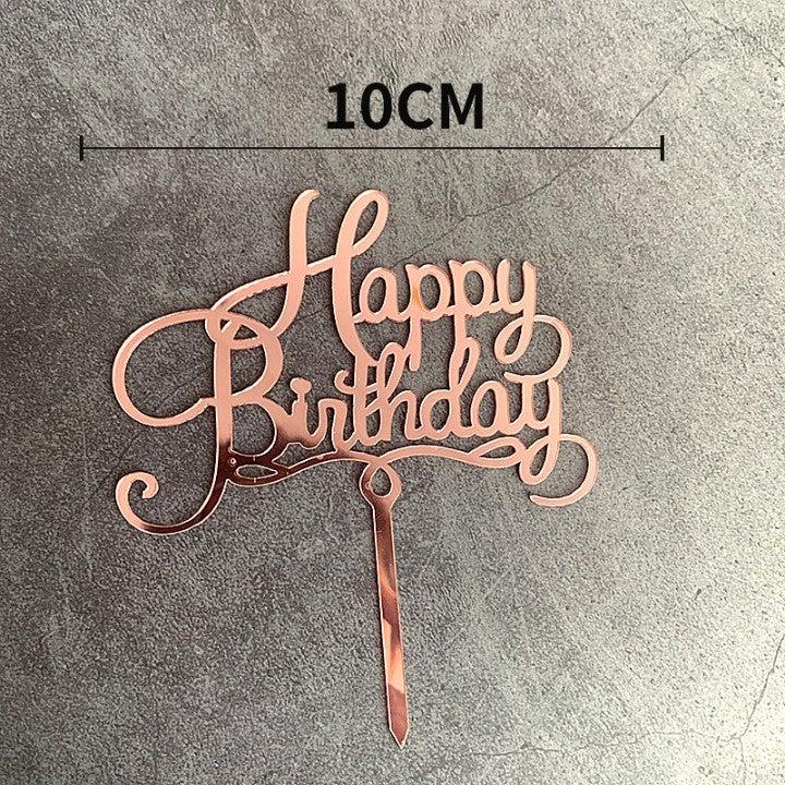 Decoratiune Topper pentru Tort, Klevo, Model Happy Birthday, Tematica Aniversare, 10 cm, Roz
