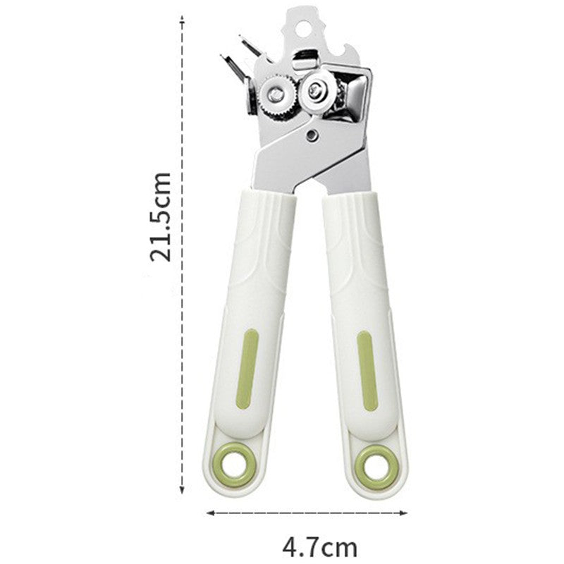 Desfacator de Conserve 3 in 1, Klevo, Instrument pentru Deschis Conserve, Sticle, Otel inoxidabil, Simplu de Utilizat, Maner Anti alunecare, 21.5 x 4.7 cm Alb