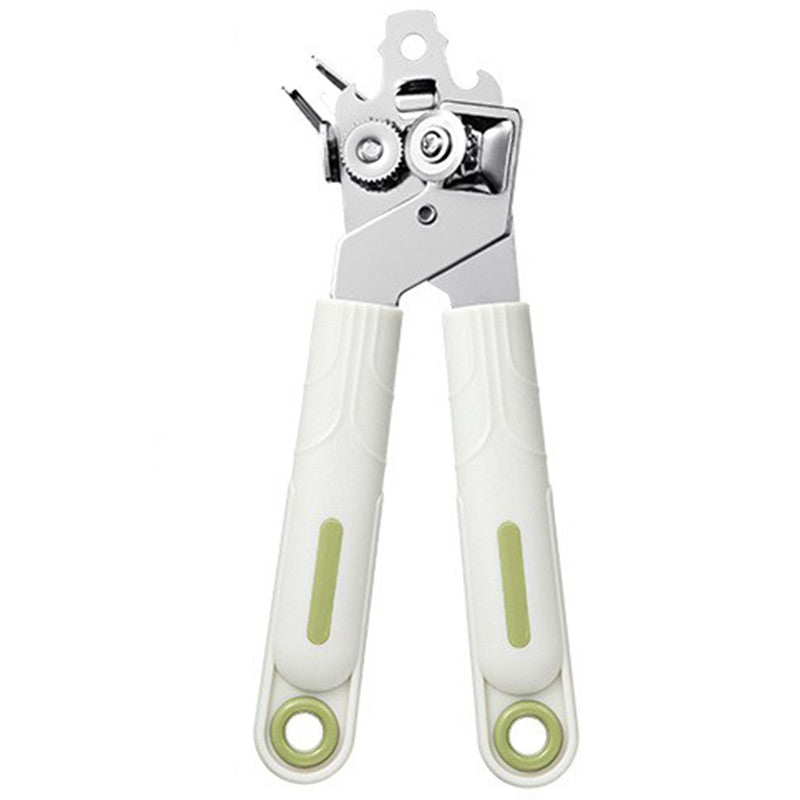 Desfacator de Conserve 3 in 1, Klevo, Instrument pentru Deschis Conserve, Sticle, Otel inoxidabil, Simplu de Utilizat, Maner Anti alunecare, 21.5 x 4.7 cm Alb