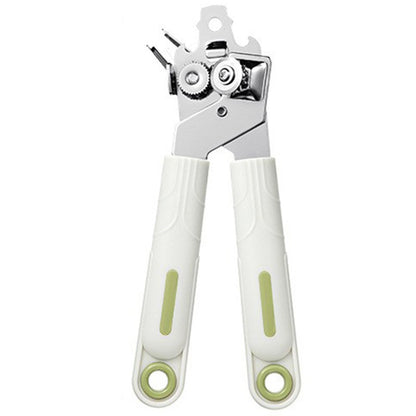 Desfacator de Conserve 3 in 1, Klevo, Instrument pentru Deschis Conserve, Sticle, Otel inoxidabil, Simplu de Utilizat, Maner Anti alunecare, 21.5 x 4.7 cm Alb