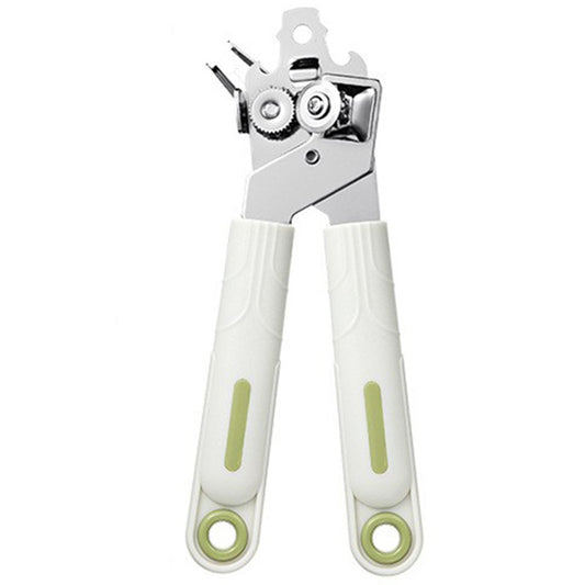 Desfacator de Conserve 3 in 1, Klevo, Instrument pentru Deschis Conserve, Sticle, Otel inoxidabil, Simplu de Utilizat, Maner Anti alunecare, 21.5 x 4.7 cm Alb