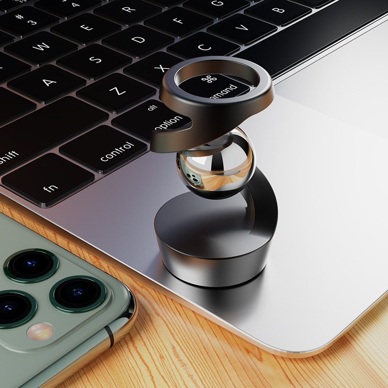 Jucarie Fidget pentru Adulti, Klevo, Giroscop Levitant de Birou, Jucarie Anti-Stres pentru Adulti, Spinner Flotant cu Iluzie Optica Hipnotica, 65x42x42 mm, 145 gr, Negru