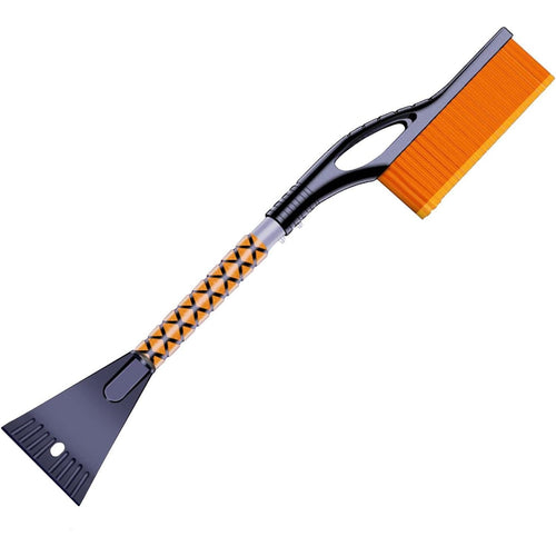 Perie de Zapada cu Racleta pentru Masina, Klevo, Multifunctionala, Demontabila, cu Maner Antiderapant, Aluminiu, Plastic, Fragmentarea Ghetii de pe Parbriz, Solutia pentru Iarna, pentru Dezghetare, 68x24x11.1 cm, Portocaliu