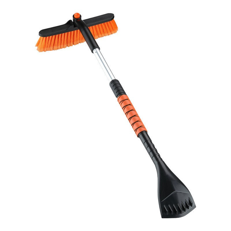 Perie de Zapada cu Racleta pentru Masina, Klevo, Multifunctionala, Rotativa, Demontabila, cu Maner Antiderapant, Telescopica, Aluminiu, Plastic, Fragmentarea Ghetii de pe Parbriz, Solutia pentru Iarna, pentru Dezghetare, Portocalie