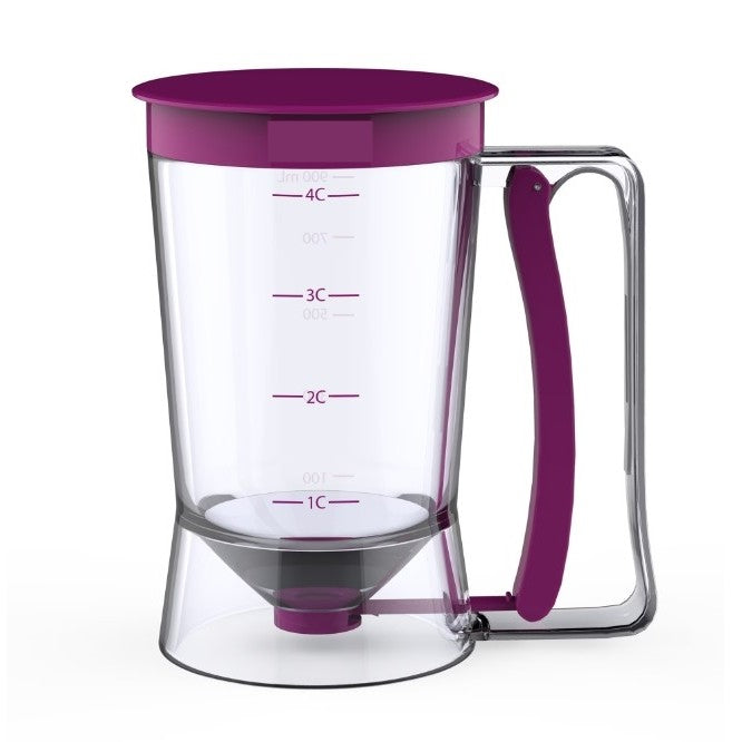 Dispenser de aluat pentru prajituri Klevo, Batter Dispenser, din plastic, maner cu arc, 900 ml, usor de manipulat si utilizat, Mov