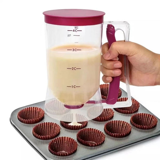 Dispenser de Aluat pentru Prajituri, Klevo, din Plastic, Maner cu Arc, 900 ml, 18.5 x 11 cm, Rosu