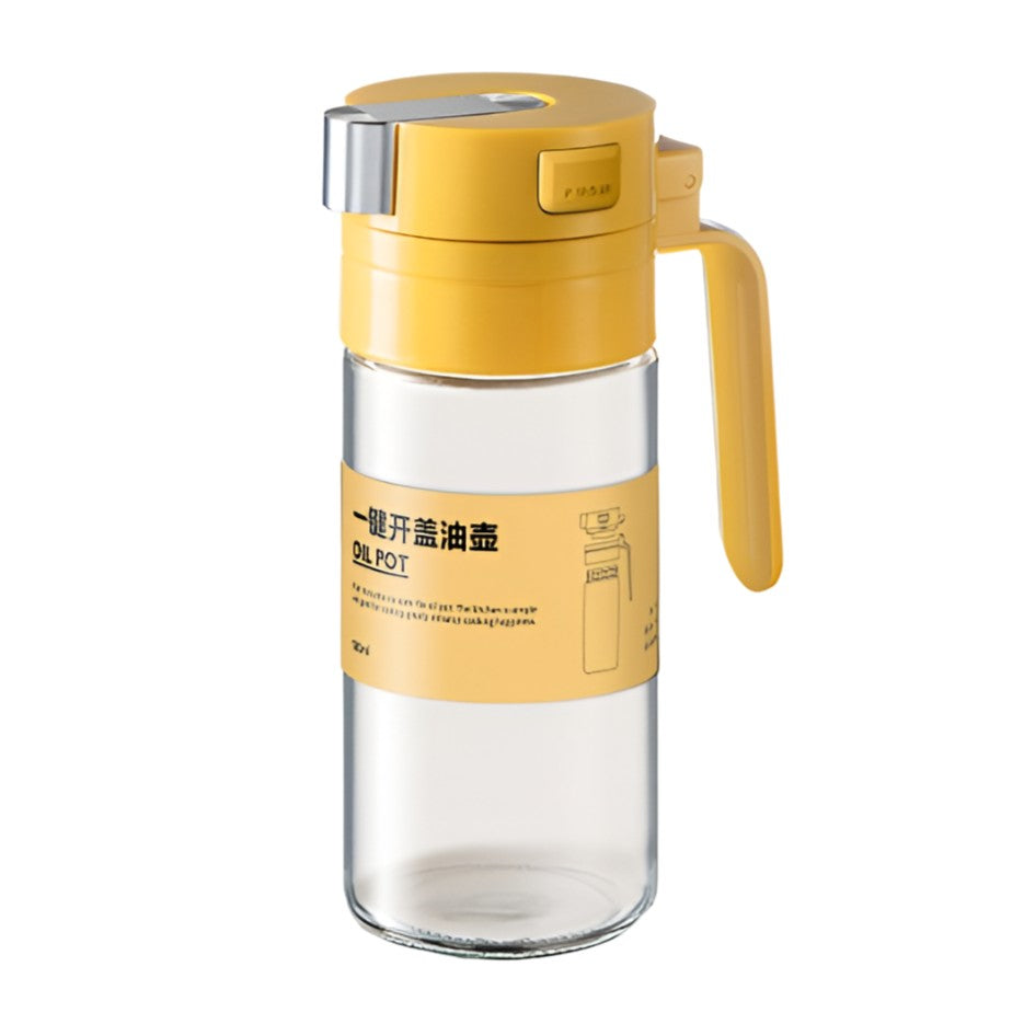 Dispenser pentru Ulei, Klevo, Deschidere si Inchidere Automata a Rezervorul, cu Inductie Gravitationala, 550 ml, 12x7.6x20.5 cm, Galben