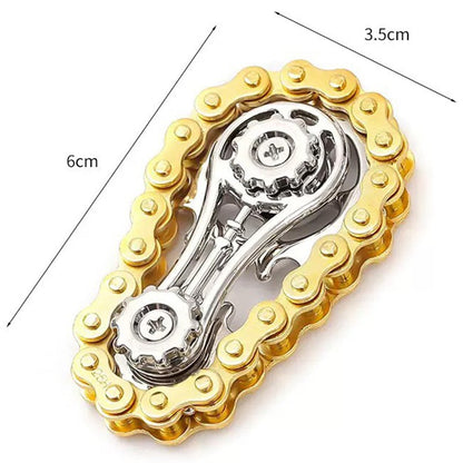 Jucarie Fidget Spinner Premium Anti Stres, Klevo, Giroscop din Aliaj, Jucarie din Metal de decompresie, forma Lant de Angrenaj de Bicicleta, 6 x 3.5 cm, Auriu