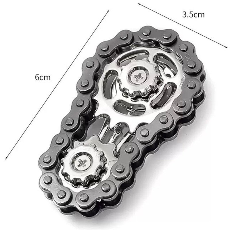 Jucarie Fidget Spinner Premium Anti Stres, Klevo, Giroscop din Aliaj, Jucarie din Metal de decompresie, forma Lant de Angrenaj de Bicicleta, 6 x 3.5 cm, Negru